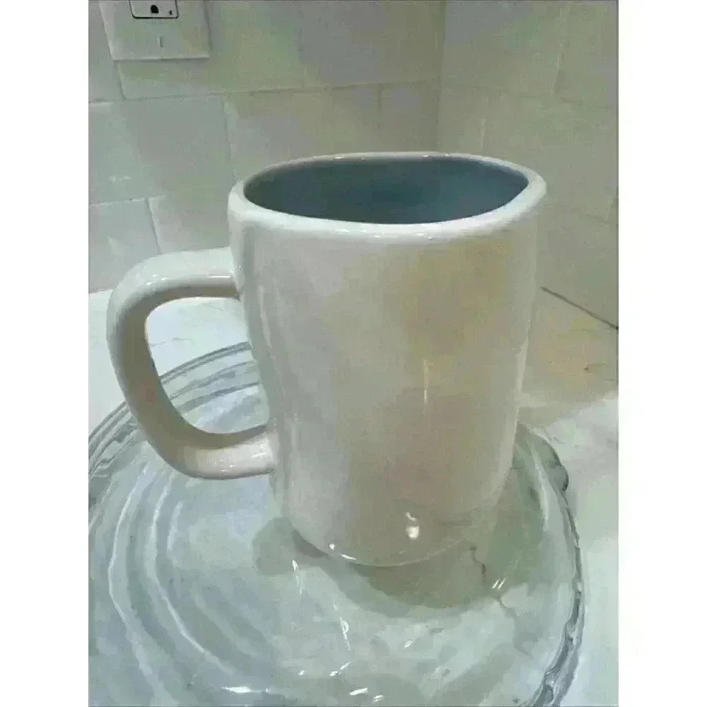 Rae Dunn Robins Egg Mug with Easter Eggs White with Blue Interior 20 Ounces